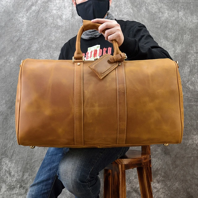 Bolso De Viaje De Piel Auténtica Para Hombre, Bolsa De Equipaje De Cuero De  Vaca, Bandolera De Cuero Crazy Horse, Novedad - Bolsas De Viaje - AliExpress