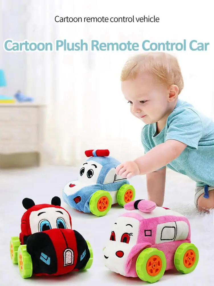 Cartoon Plush Remote Control Car Toy Washable Mini RC Vehicle Toys Plush Toy Car For Children 1