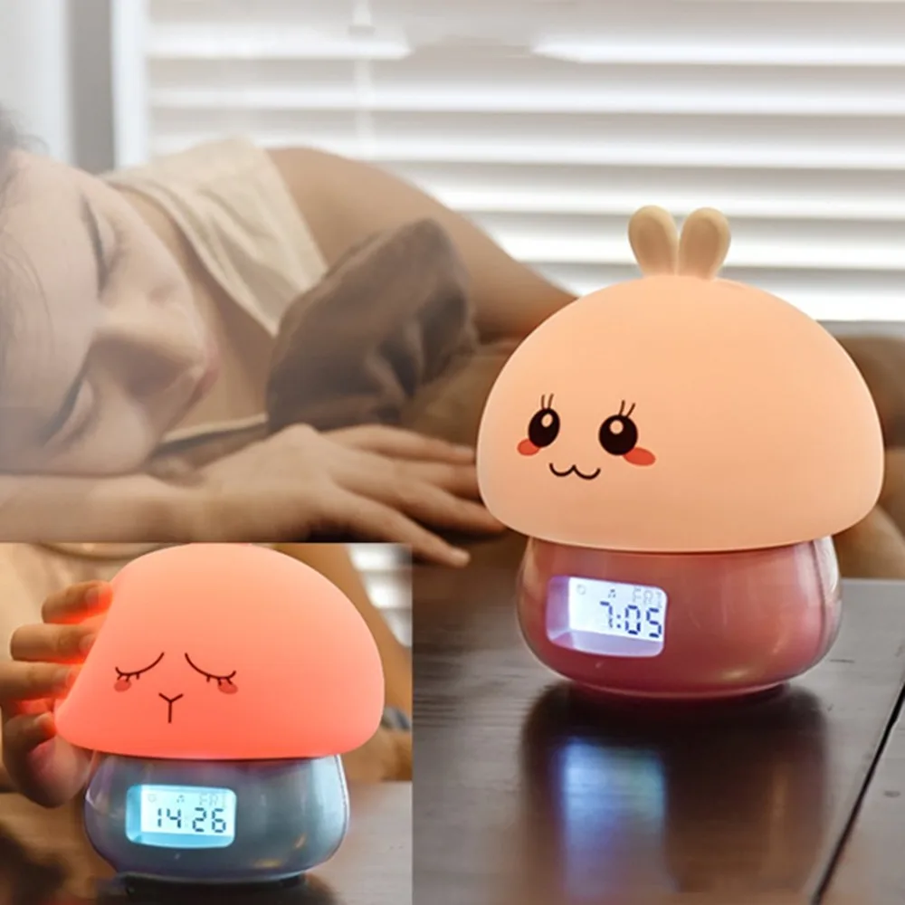 Kawaii/Милая одежда с рисунком героев из мультфильма; хорошее качество; многофункциональные часы-будильник Wake Up Ночной светильник дистанционного Управление Настольный Запись светильник