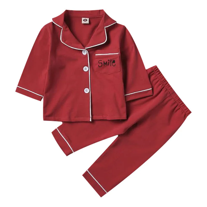 SAILEROAD/Детская Пижама с длинными рукавами, Детская Хлопковая пижама для мальчика, детская пижама с принтом смайлика, комплект детской одежды для сна, Ночная одежда для девочек