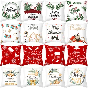 

Christmas Pillowcase Letter Printed Cushion Cover 45x45 Polyester Sofa Cushions Decorative Throw Pillows Home Decor Pillowcover