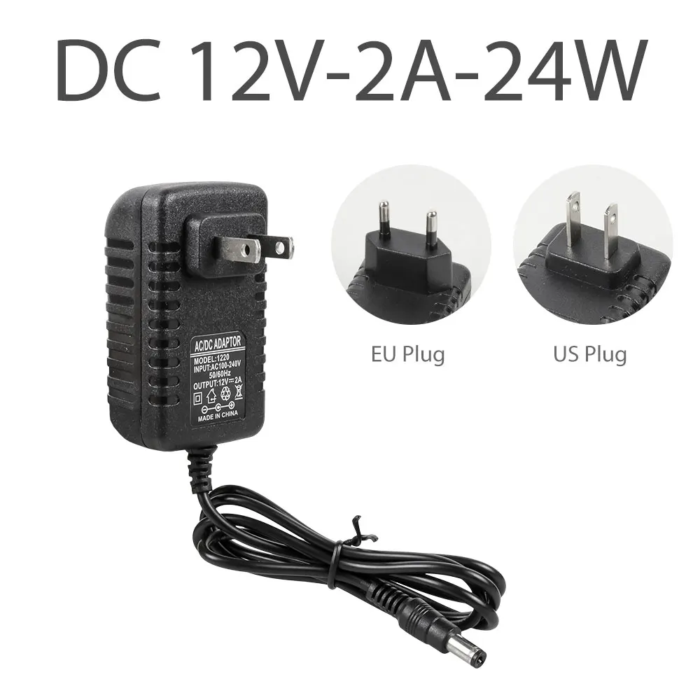 AC110-240V DC12V 1A 2A 5A 12 Вт 24 Вт 60 Вт США ЕС вилка адаптер питания зарядное устройство для светодиодный светильник лампа трансформатор - Цвет: 2A 24W