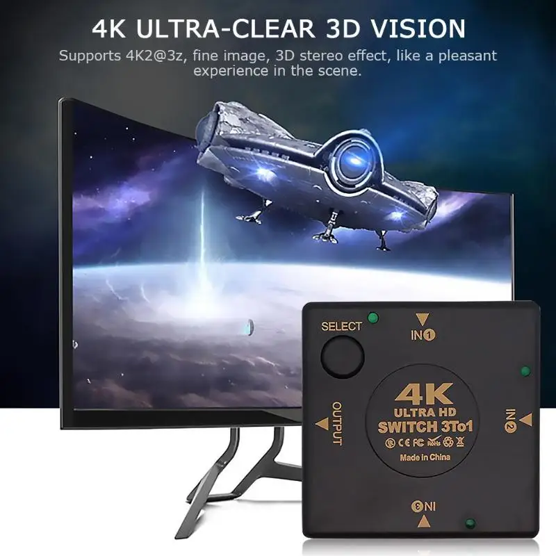 3 порта 4 к HDMI коммутатор видео аудио сплиттер конвертер Поддержка 4 к x 2 к HDTV 3DTV Поддержка аудио выход Dolby TrueHD DTS-HD