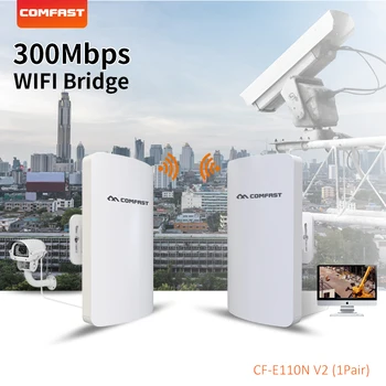 

COMFAST Wifi Bridge 300Mbps 2.4G Wifi Signal Extender Receiver Support 4K Lift Monitoring Suit Outdoor Bridge Station CF-E110NV2
