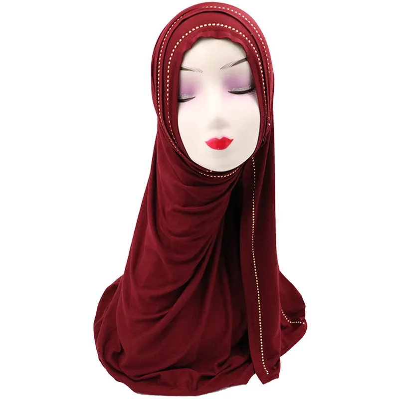 Мусульманский женский трикотаж хиджаб шарф femme Мягкий головной платок foulard femme musulman Блестящий хиджаб модальный головной платок шарфы бисероплетенные шарфы