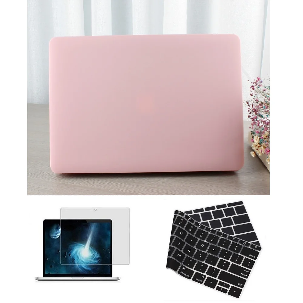Матовый чехол для ноутбука+ Защитная пленка(подарок)+ чехол для клавиатуры(подарок) для Apple Macbook Pro retina Air Touch Bar 11 12 13 15 дюймов - Цвет: peach pink