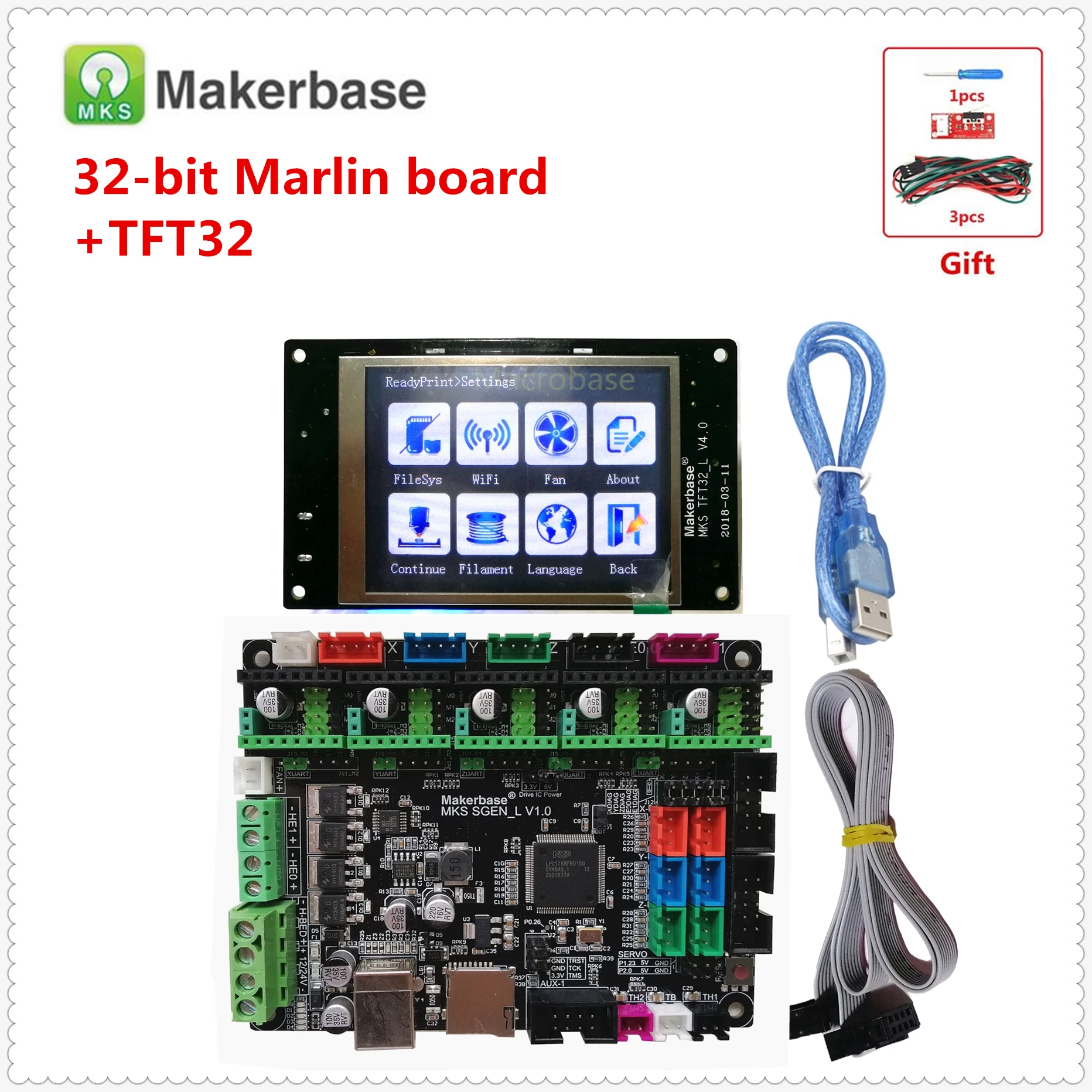 Совместимая карта Marlin 2 0 Smoothieware MKS SGEN L + TFT 32 сенсорный дисплей часть Wi Fi 3d принтер