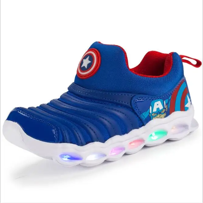 

New Spring Spiderman Children Shoes With Light Kids Led Shoes Luminous Glowing Sneakers Baby Toddler Girls Antiskid Shoes