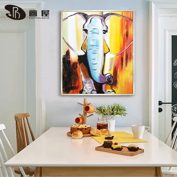 

Hand painted Abstract Oil Painting Cute Elephant Wall Art Picture or Living Room home classroom restaurant Decor