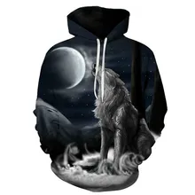 

3D Wolf Printed Hoodie Men's Sweatshirt Sportswear Spring And Autumn Hip Hop Long Sleeve Hooded Pullover Loose Oversized Hoodie