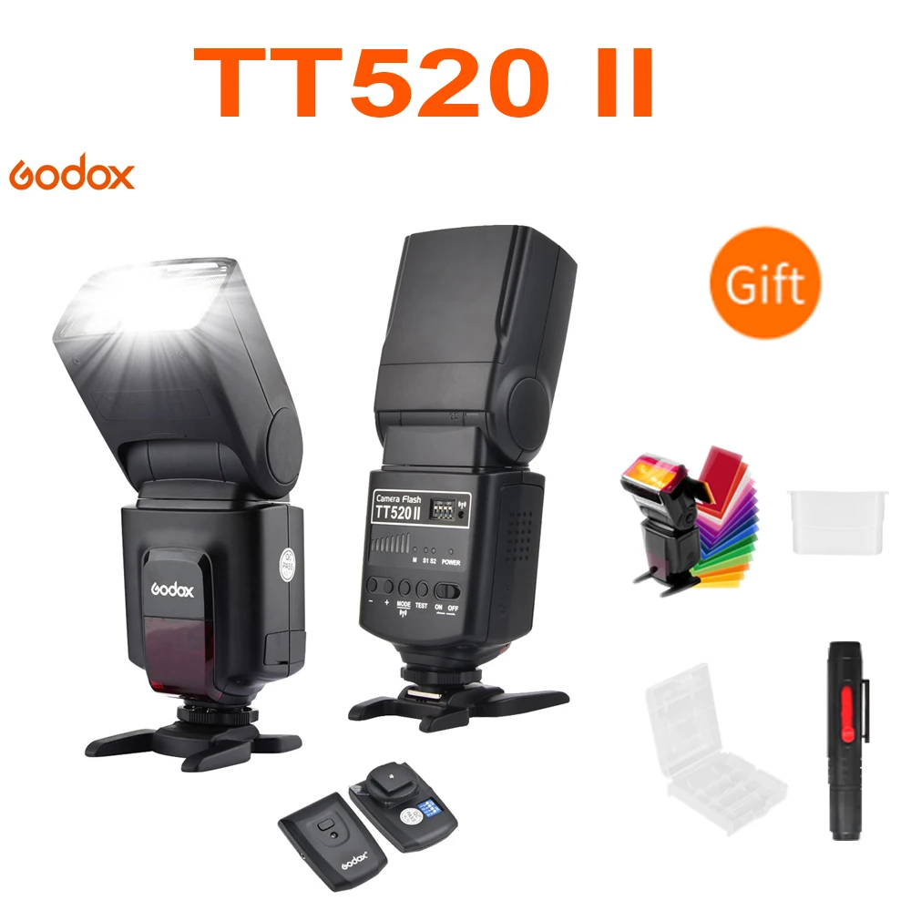 Godox Thinklite камера вспышка TT520II со встроенным 433 МГц беспроводным сигналом для Canon Nikon Pentax sony Fuji Olympus DSLR camera s