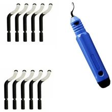 Nb1100 Plastic Burr Handle with 10Pc Bs1010 Blades Hand Deburring Tool Wood Plastic Edge Trimmer Deburring Tool 3 16mm deburring handle tool mini refrigeration copper tube pipe cutter deburring blades for hand tool