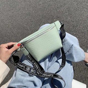 

PU Leather Women's Chest Packs Cute Girl Crossbody Bag Fashion Solid Color Shoulder Bags Designer Banana Purse Female Chest Bags