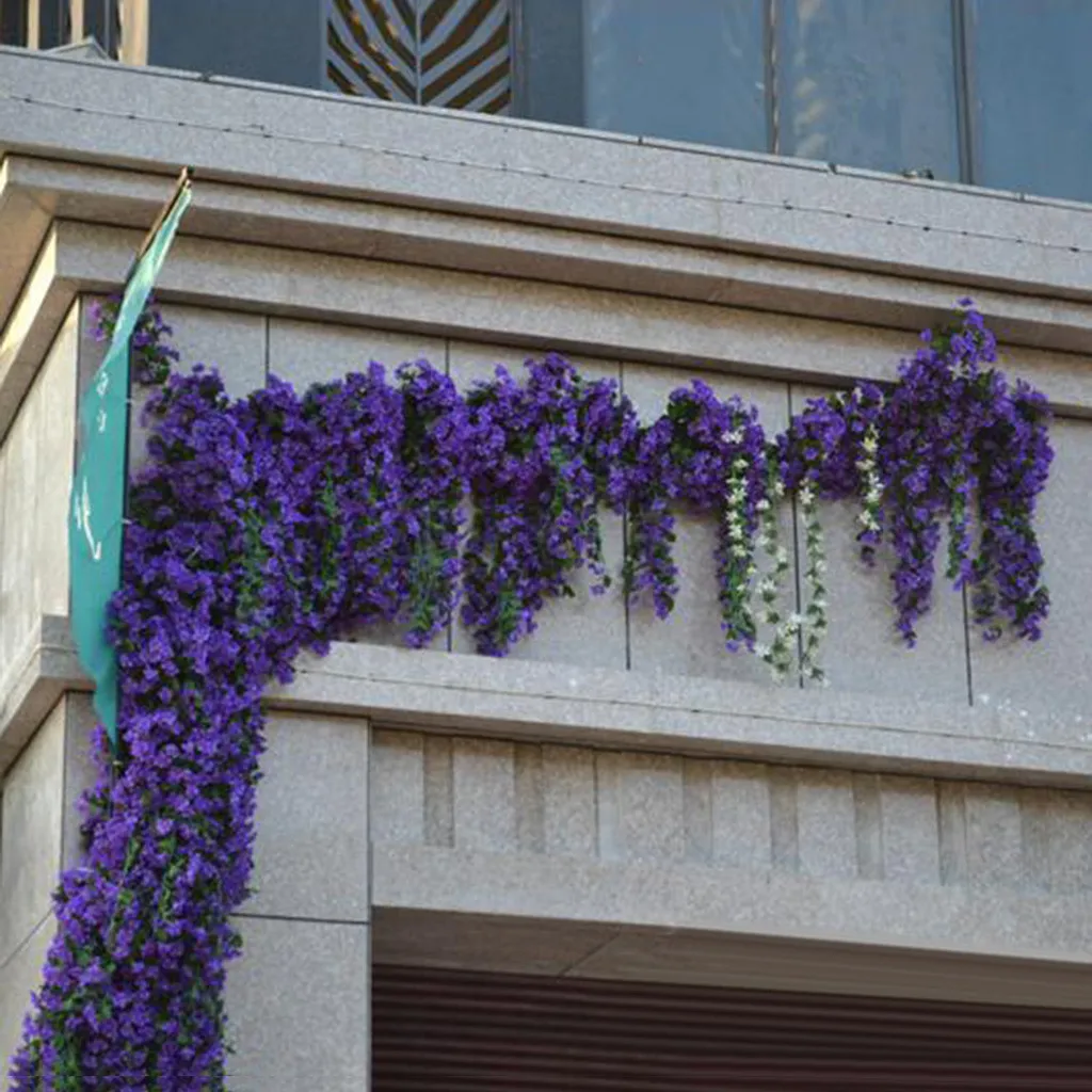 Fake Hanging Flowers Artificial Violet Flower Wall Wisteria Basket Hanging Garland Vine Fake Silk Many colors optional