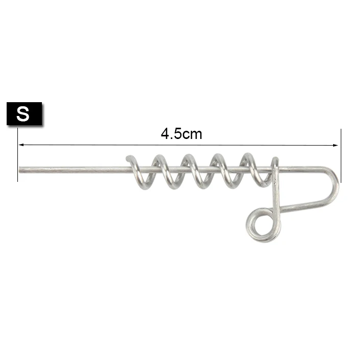 Spinpoler 20 шт. мягкие приманки крючок булавки 45 мм 60 мм пружинный фиксированный замок рыболовные с винтом и иглой мягкий червь поворотный инструмент рыболовные булавки - Цвет: Small