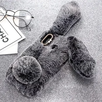 

Plush Bunny Case For Xiaomi Redmi Note 8T Warm Hairy Case For Xiaomi Redmi Note8t Fur Cute 3D Rabbit Ears Fluffy Soft Phone Case