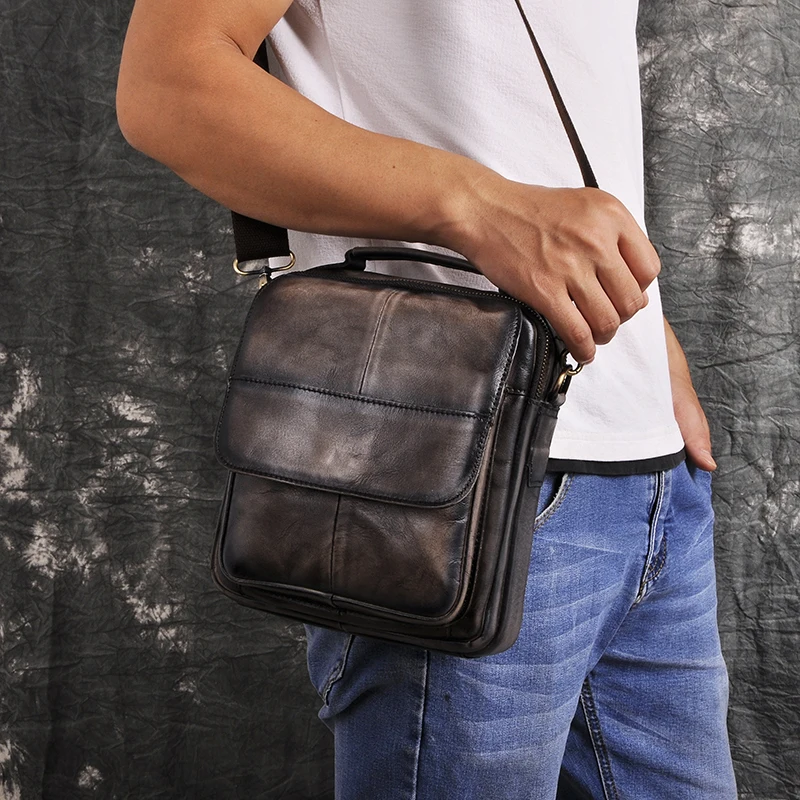 Мужская модная повседневная сумка-тоут из натуральной кожи, сумка-мессенджер Mochila, дизайнерская сумка через плечо, сумка для планшета, сумка для мужчин 148-dc - Цвет: dark coffee