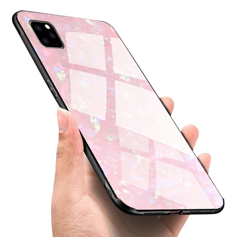 500 шт роскошный блестящий чехол из закаленного стекла TPU для iPhone 11 Pro Max XS XR X 8 7 6 6S Plus Ударопрочный Мягкий чехол