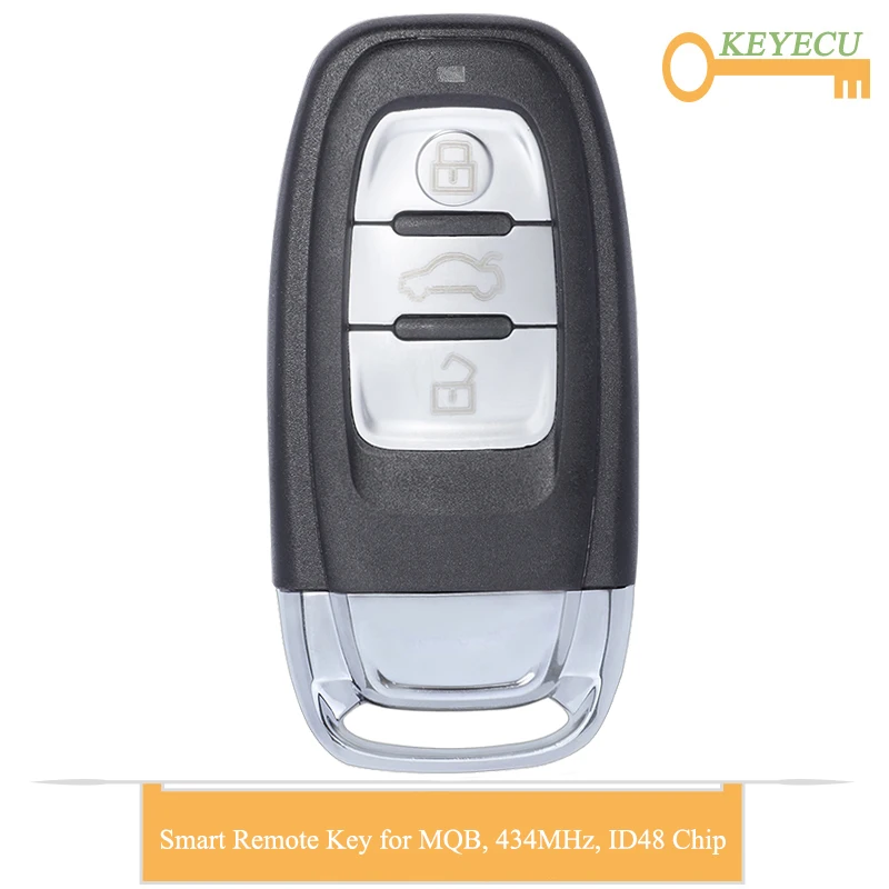 KEYECU умный дистанционный Автомобильный ключ для Audi MQB A1 A3 Q3L A2L с доступом и громкой связью, Fob 3 кнопки-434 МГц-ID48 чип