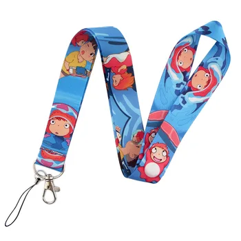

20pcs/lot Ponyo on the Cliff Lanyard Mobile Phone Rope Cartoon Animation Ponyo And Sosuke Key Strap Documents Neck Strap AL2107