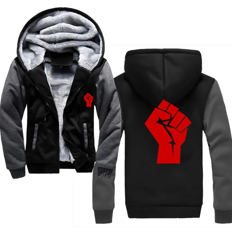 Angry Fist Graphic Hand зимняя мужская толстовка с капюшоном Повседневная теплая толстовка с капюшоном мужская Толстая спортивная куртка
