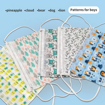 

3 Layer 50Pcs Disposable Face Mask For kids Non Woven Breathable Dustproof Filter Unicorn Patterns Masks Boy Girl