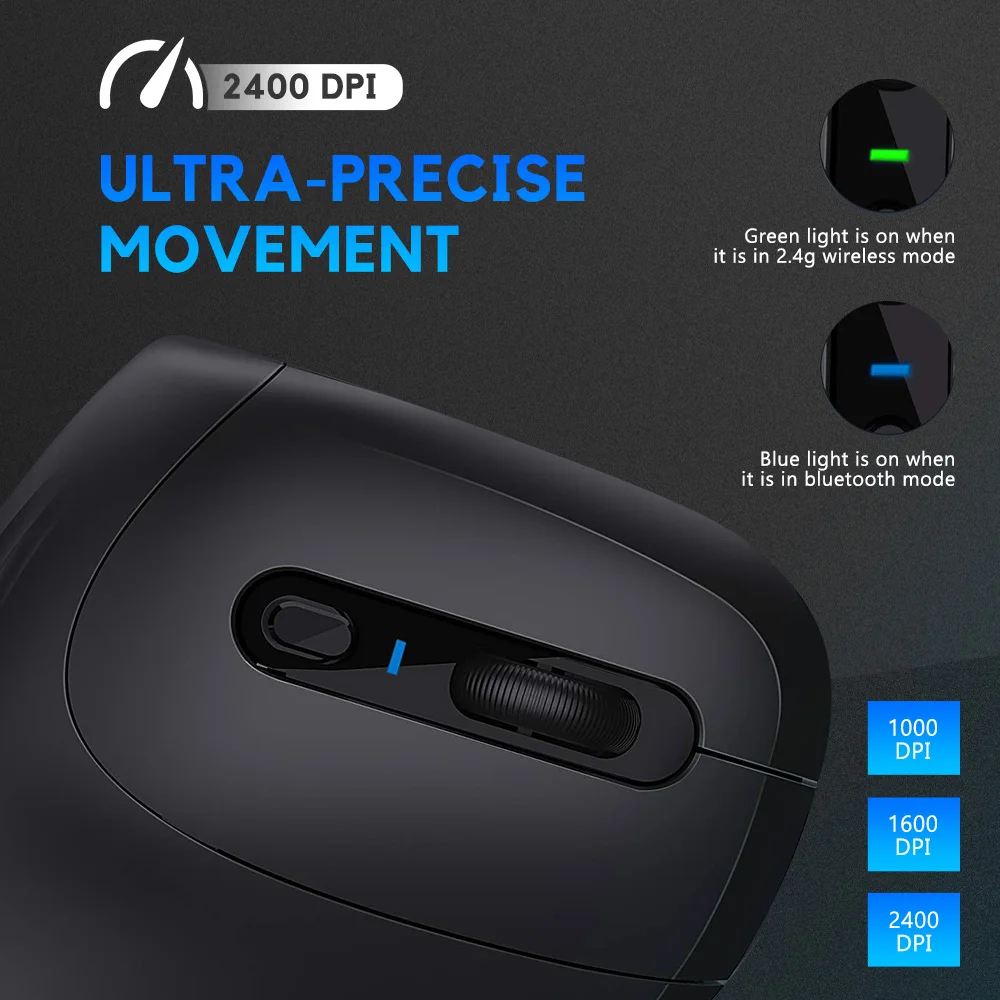DAREU Magic Bluetooth + USB Двухрежимная Вертикальная беспроводная мышь эргономичная