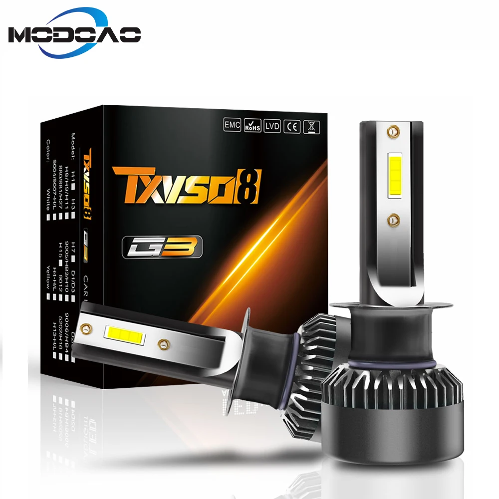 

2pcs Car H7 H4 H1 H11 H3 LED CSP Headlight 9005 HB3 9006 HB4 10000LM 6000K IP68 Waterproof Headlamp G3 Car LED Headlights