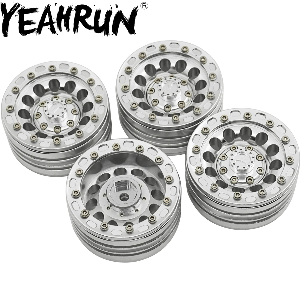 

YEAHRUN 4pcs 1.9" Metal Beadlock Wheel Rims 27mm Width for 1/10 Scale Axial SCX10 D90 RC Car