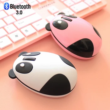 

Rechargeable Bluetooth Mouse Wireless Silent Computer Mause Cute Cartoon Anime Panda Shape Pink PC Office USB Mice For Girl Kid