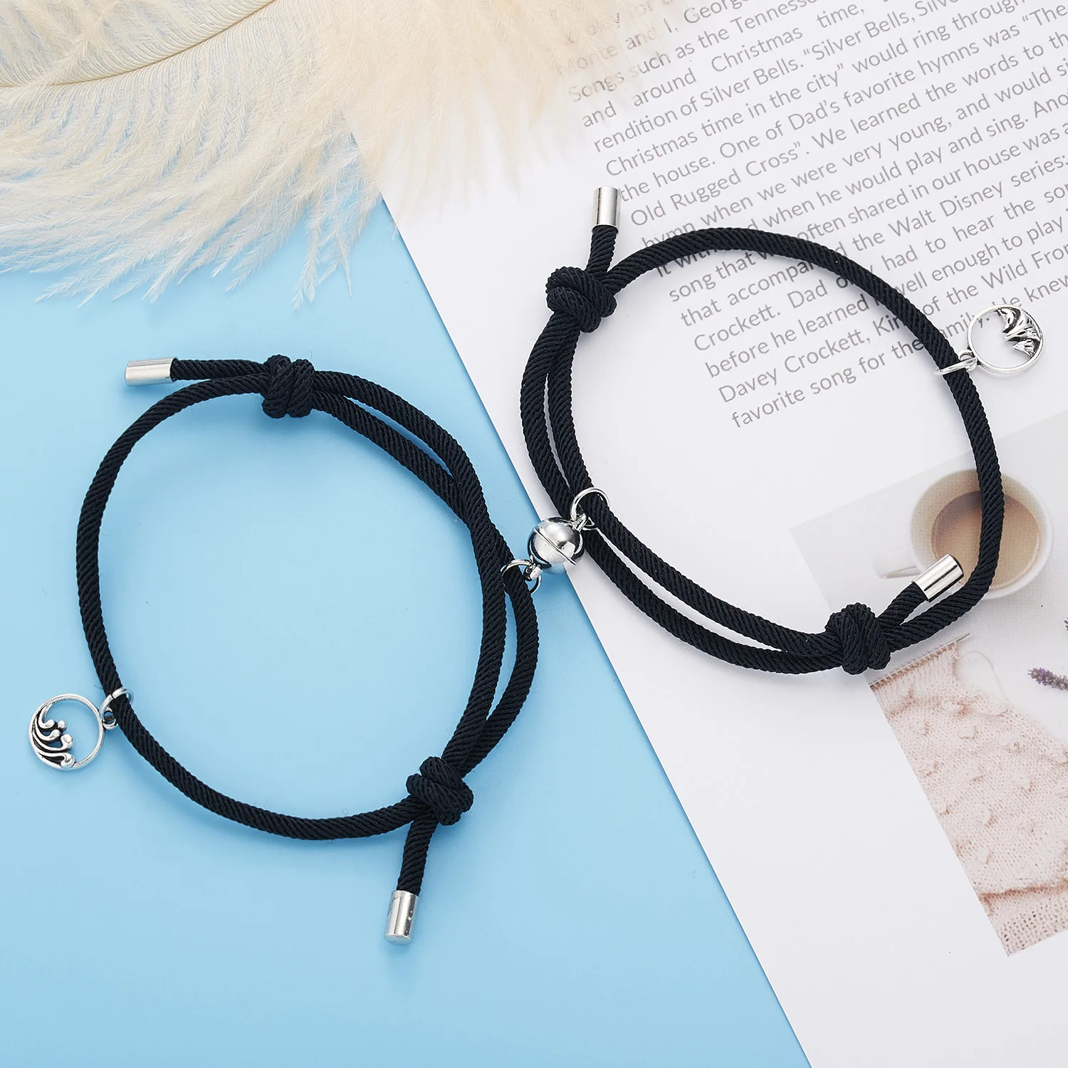Mountain Sea Promise Attract Magnetic Bracelet Bangle Braided Rope Charm Couple For Lover Man Women Girls Boy Gift | Украшения и
