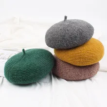 Женские весенне-Зимние береты, шляпа в стиле художника, женская шапка из чистой шерсти, винтажные береты, одноцветная шапка, женская шапка, теплый берет для прогулок