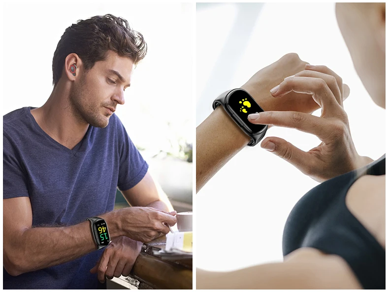 Умные часы M1 Bluetooth гарнитура 2 в 1 монитор сердечного ритма фитнес-трекер кровяное давление, умные часы ios Android M1