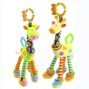 

Hanging Toy Soft Giraffe Animal Handbells Lovely Newborn Baby Rattles Plush Pram Bed Bells Soft Teether Animal Giraffe Handbell