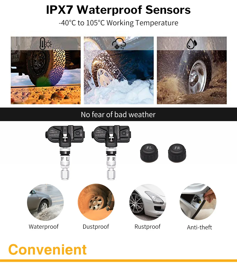Deelife Android TPMS for Car Radio DVD Player Tire Pressure Monitoring System Spare Tyre Internal External Sensor USB TMPS