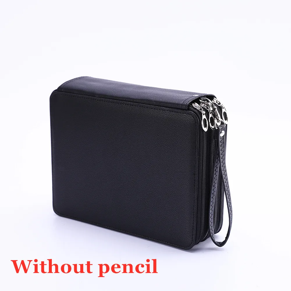 PU Leather School Pencil Case 184 Holes Large Capacity Colored Pencil Bag Box Multi-functional Pencilcase For Art Supplies Gift - Цвет: Black NOT PEN