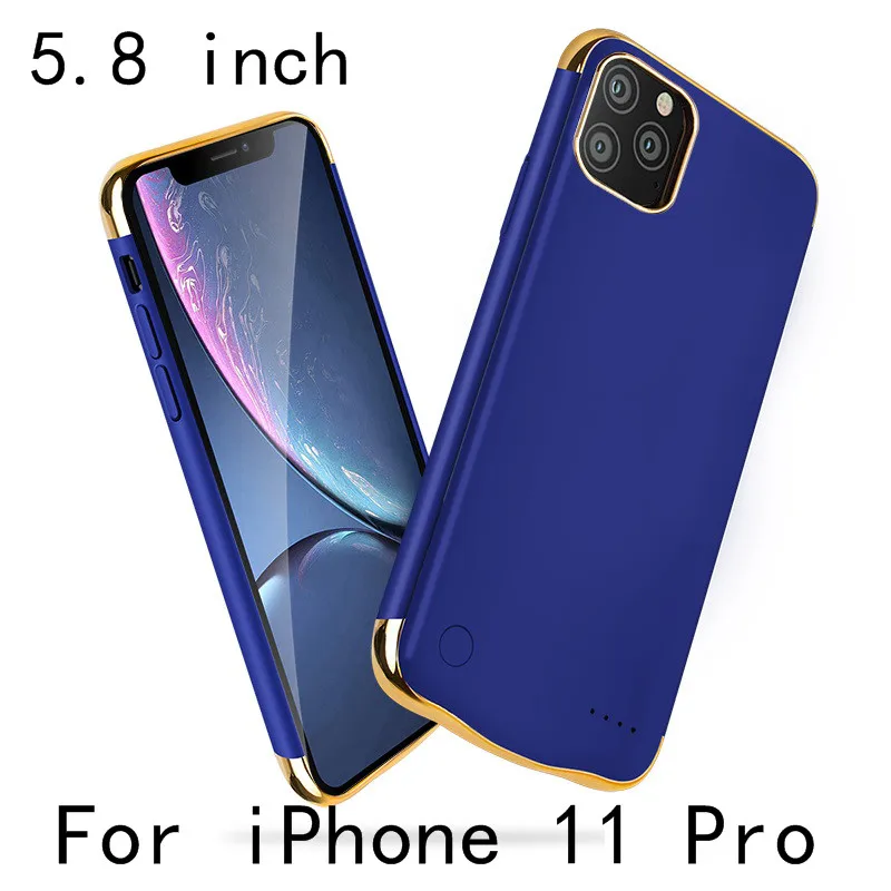 Тонкий ударопрочный чехол для батареи для iPhone 11 Pro Аккумулятор max зарядное устройство чехол для iPhone 11 внешний аккумулятор зарядное устройство чехол - Цвет: i11 Pro-Blue