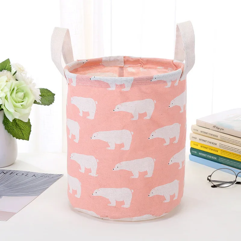 Foldable Cotton Storage Basket Desktop Waterproof Storage Organizer Bag Basket for clothes for Home storage of toys summer Apr12 (3)
