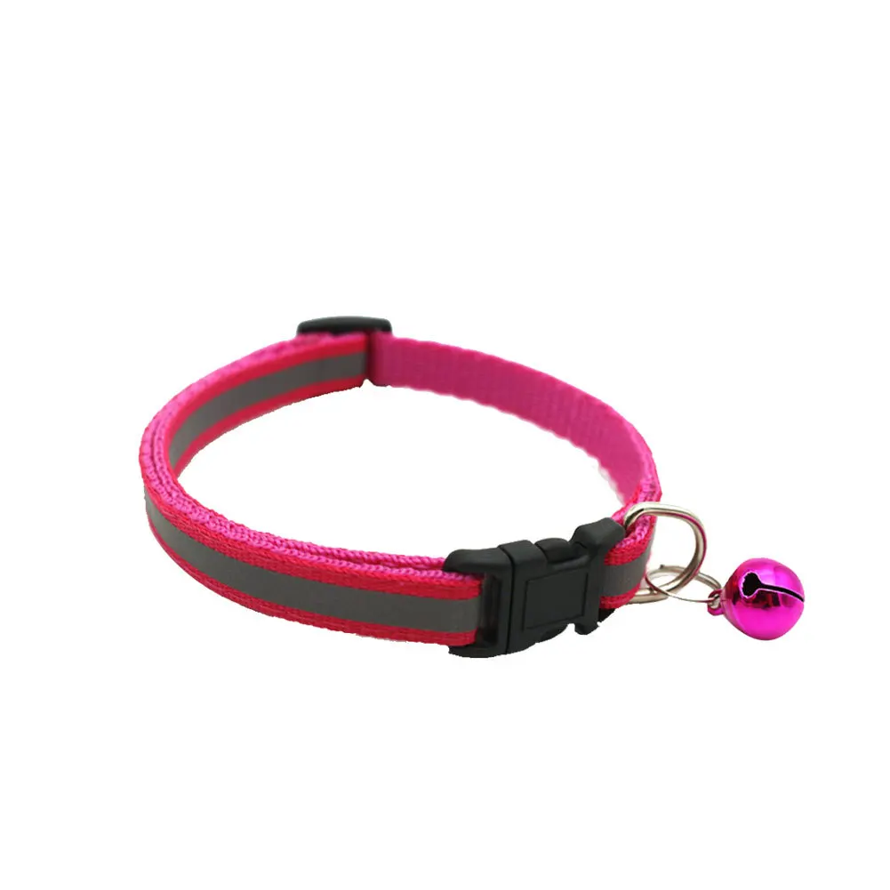 

Reflective Cat Collar with Bell Adjustable Pets Neck Collar Pets Durable Cat Collar for Cats Dogs and Small Animals Rose Red