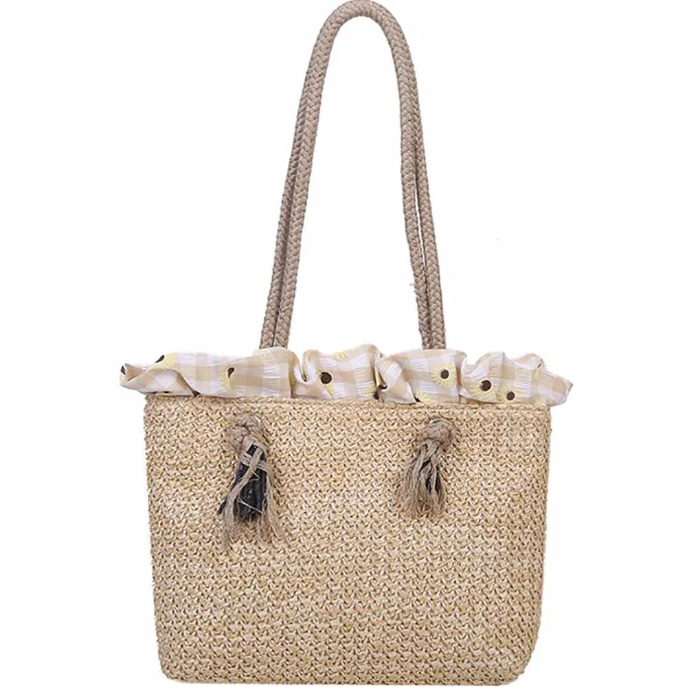 Women Casual Weave Handbags Female Luxury Designer Shoulder Bags Simplicity Straw Tote Bag For Ladies Beach Vacation New Arrival