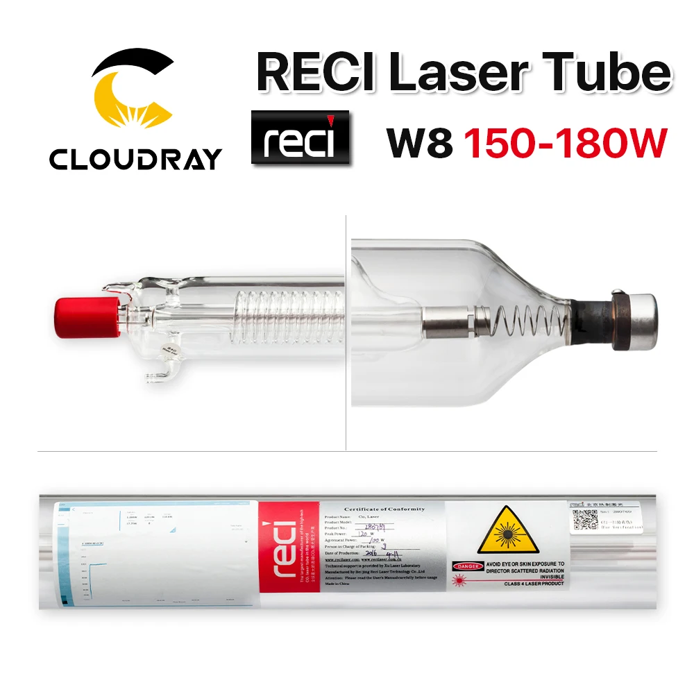 Cloudray Reci W8 150W CO2 лазерная трубка Деревянный чехол длина упаковки 1850 диаметр 90 мм