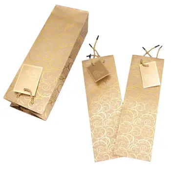 

15 pcs Single Red Wine Bag Gold Stamping Wine Portable Gift Bag Delicate Wine Tote Bag for Christmas Gift Storage Use