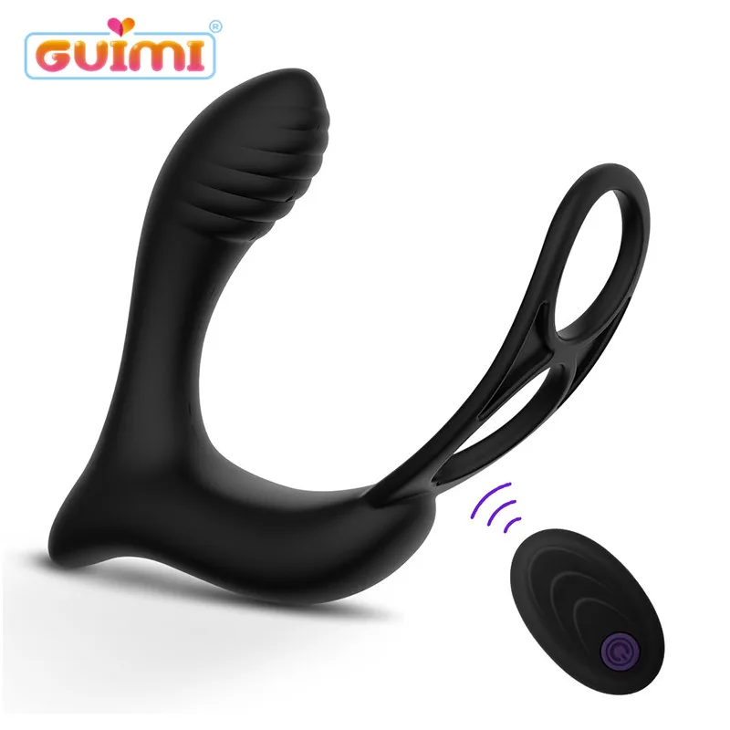 GUIMI анальный вибратор с пультом anal plug массажер простаты двойное эрекционное