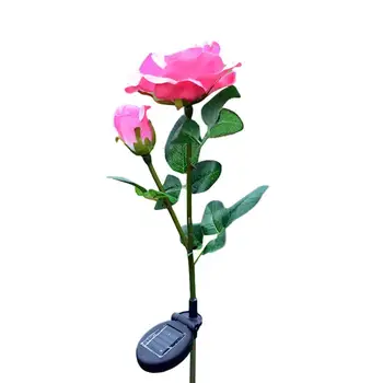 

2 Heads Solar Rose Flower Light Simulation Flower Outdoor Lawn Lamp Decoration Garden Lamp M1B8