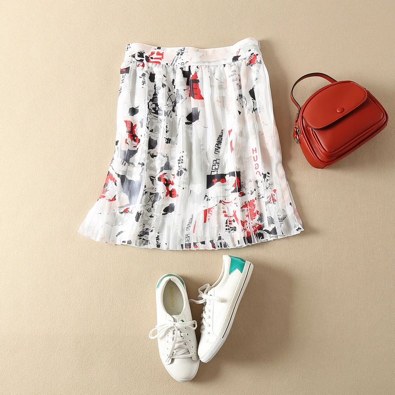 Women Skirt Polyester Abstract Printed Crepe Mini | Женская одежда