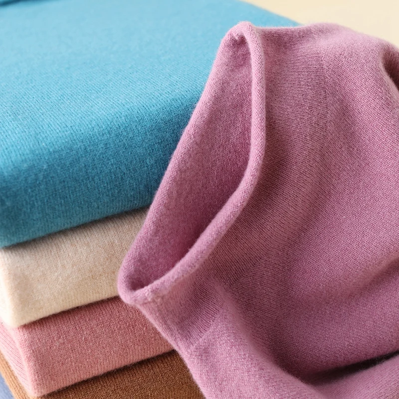 

zocept Fashion Fall Winter Sweater Women 100% Wool Knitwear jumper Female Solid Long Sleeve Half Turtleneck Pure Wool Pullovers