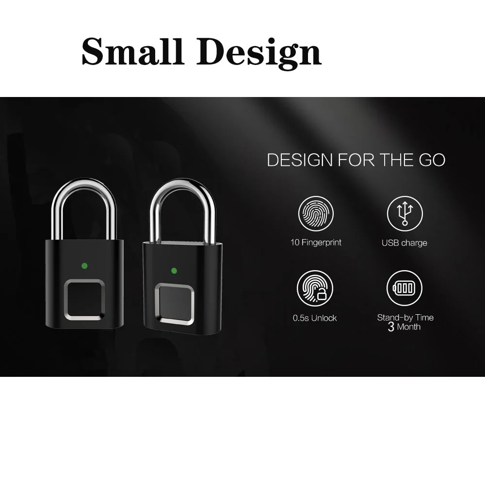 Anytek USB Перезаряжаемый L34 смарт замок без ключа для отпечатков пальцев с