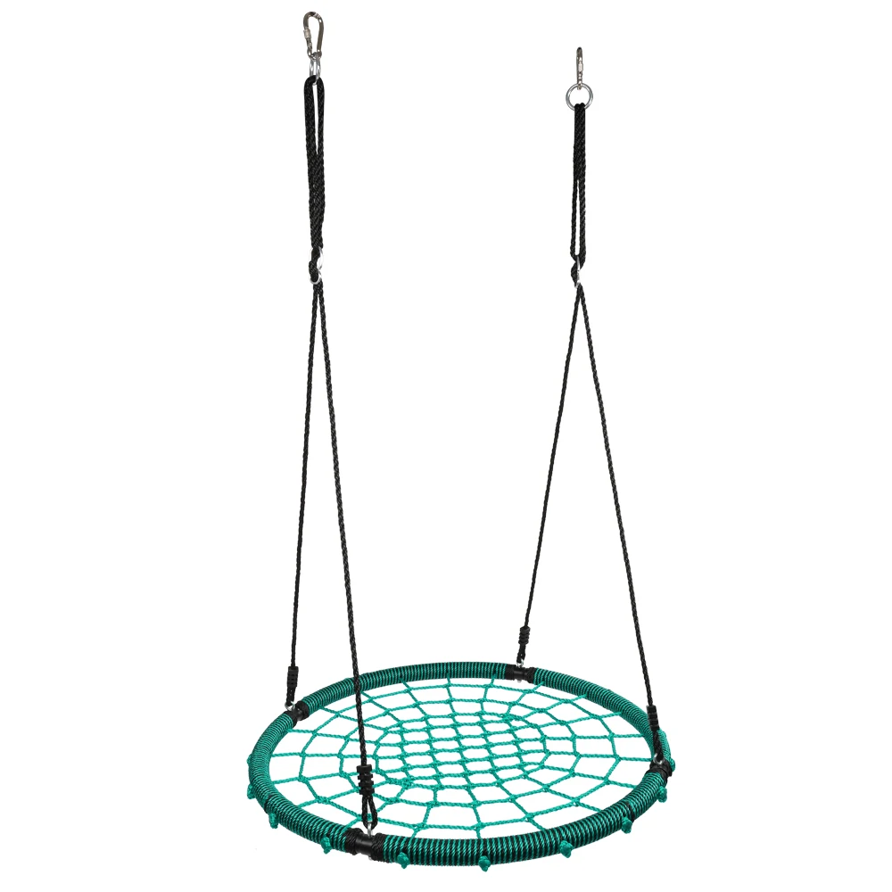 

Swing Set for Kids 40 Inch Spider Web Round Rope Swing with Adjustable Ropes, 2 Carabiners (Green & black)[US-W]