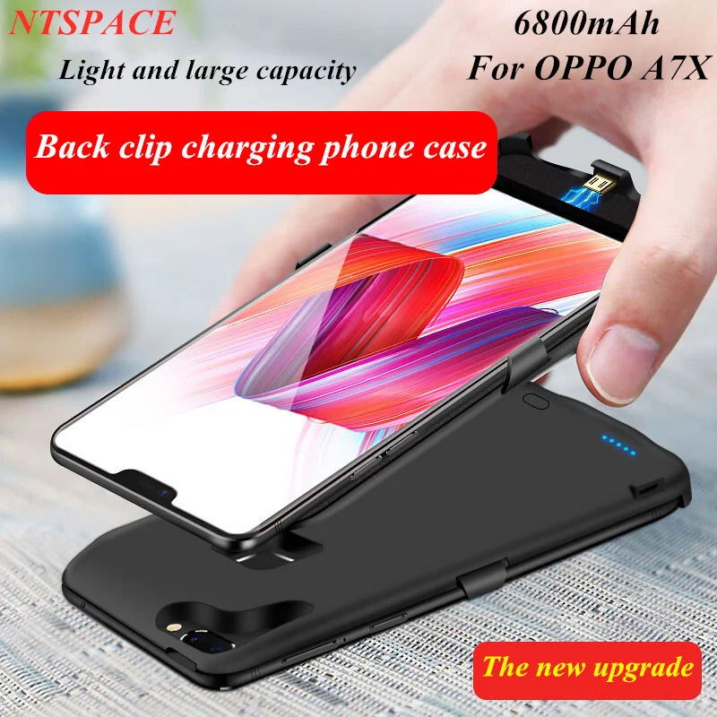 

NTSPACE Extenal Battery Charger Cover For OPPO A7X Portable Backup Power bank Charging Case 6800mAh Charging Battery Case