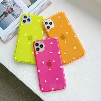 

Love heart Phone Case For TPU case For iphone 7 soft back Cover 7 plus 8 8 plus xs xr xsmax 11pro 11 promax fluorescence colour
